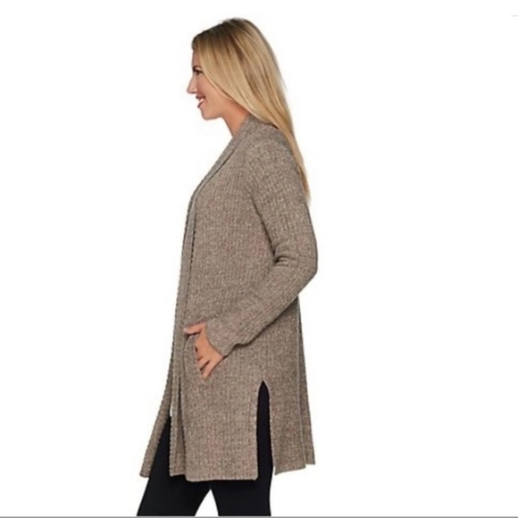 Barefoot Dreams CozyChic Lite Montecito Cardigan Soft Long Length Pockets Size S - Picture 2 of 7
